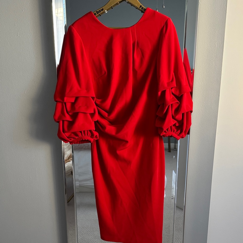 Alberto Makali Vibrant Red Long Sleeve Dress. Size 8. New no tags